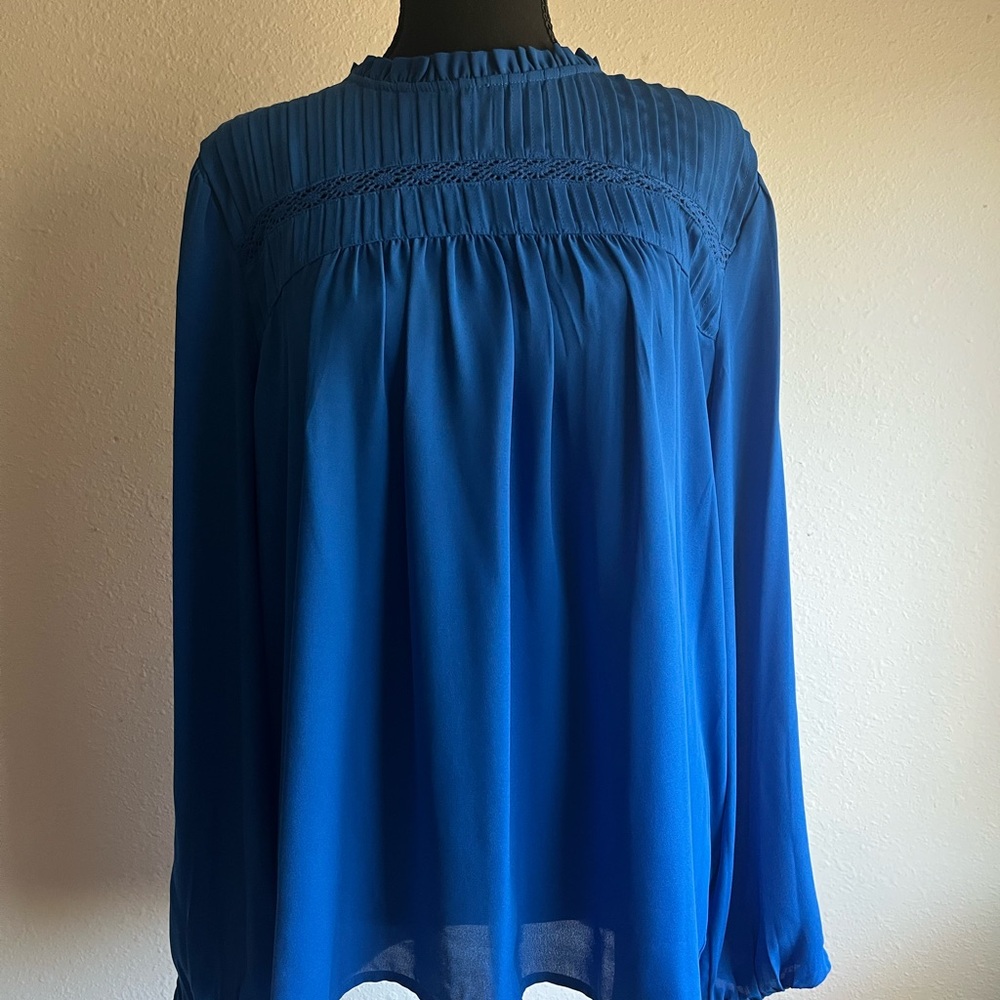 Ann Taylor Cobalt Blue Gathered Blouse